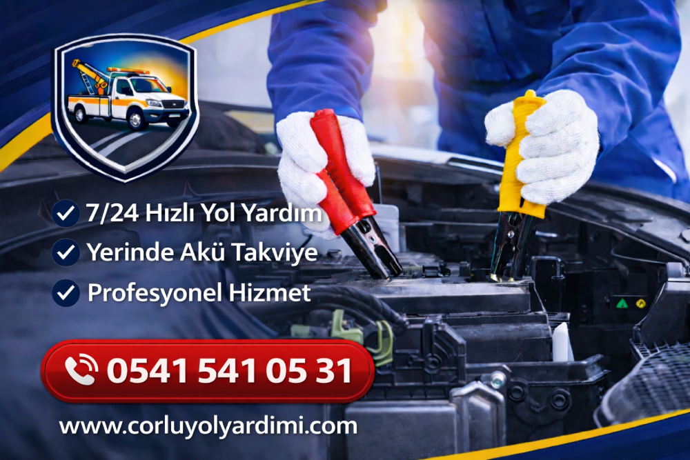 Çorlu akü takviye hizmeti ile aracın aküsüne yerinde profesyonel destek verilmesi