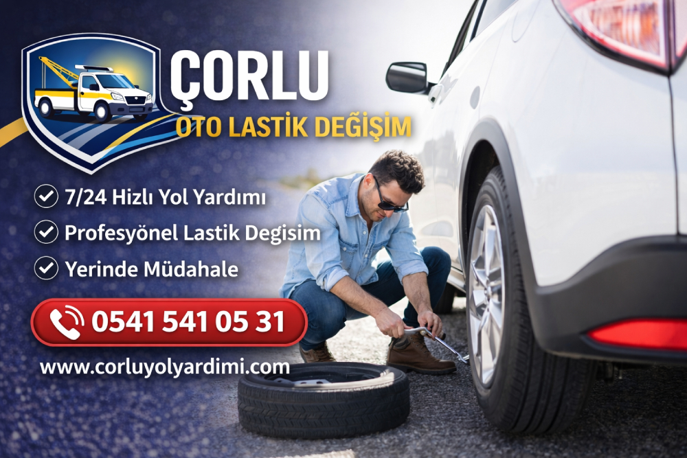 Çorlu oto lastik hizmeti kapsamında yol kenarında patlak lastiğe yerinde müdahale edilmesi