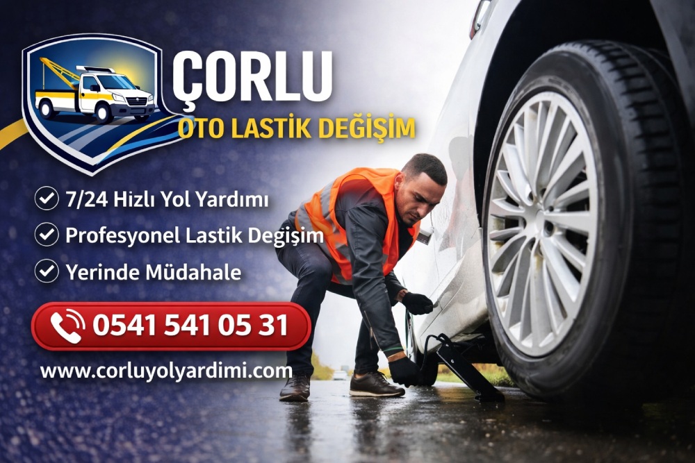 Çorlu oto lastik değişim hizmeti sırasında patlak lastiğe yol kenarında yerinde müdahale edilmesi