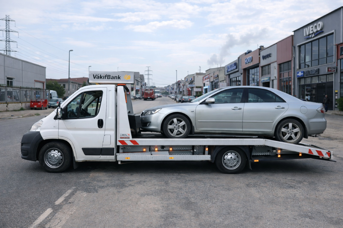 Çorlu Sanayi Bölgesi oto çekici hizmeti ile arızalanan aracın çekici yardımıyla taşınması