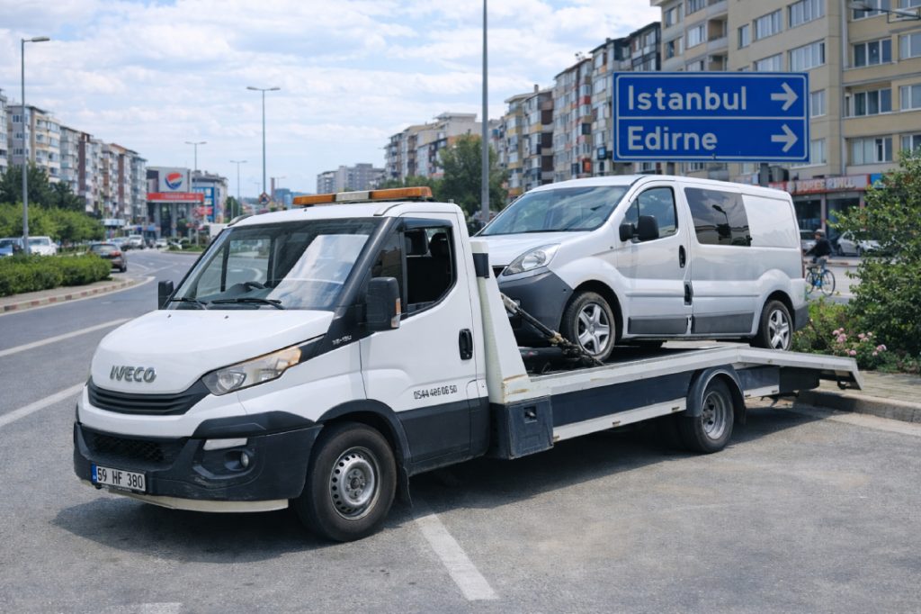 Çorlu çekici hizmeti ile arızalanan aracın oto çekici aracıyla güvenli şekilde taşınması