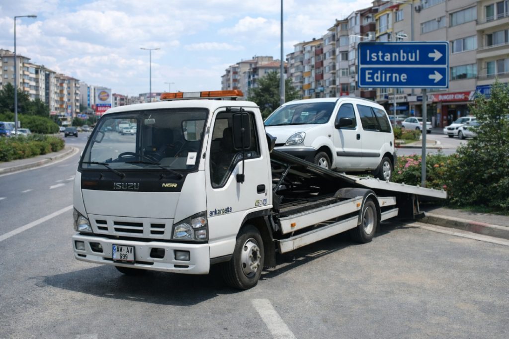 Çorlu oto çekici hizmeti ile arızalanan aracın yol yardım çekici aracıyla taşınması